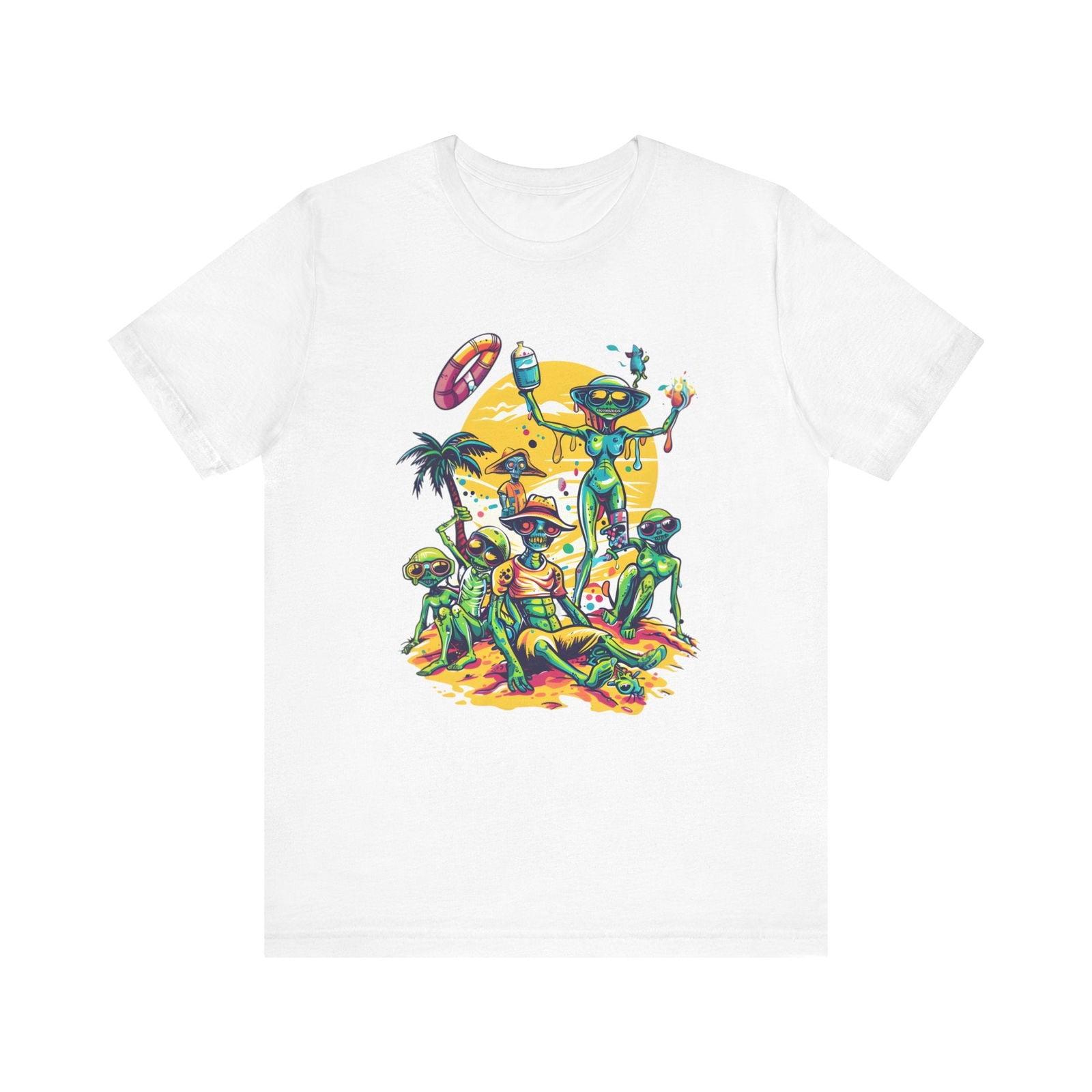 Alien Beach Party T Shirt | White Twill Tees